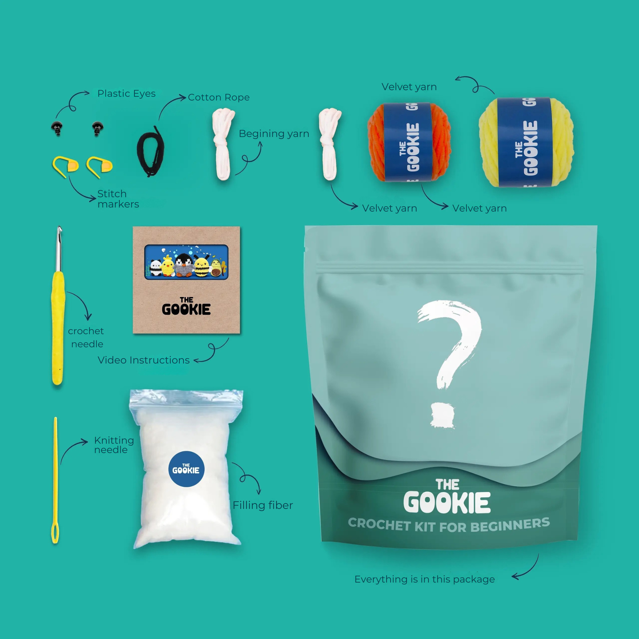 The Gookie Pack of 10 Amigurumi Kit