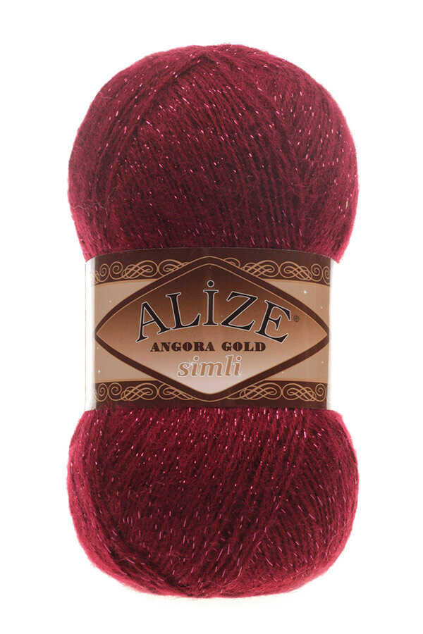 Alize Angora Gold Simli 57 - Burgundy
