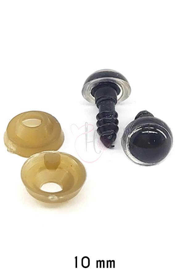 Amigurumi Screw Eye Transparent Black 10Mm