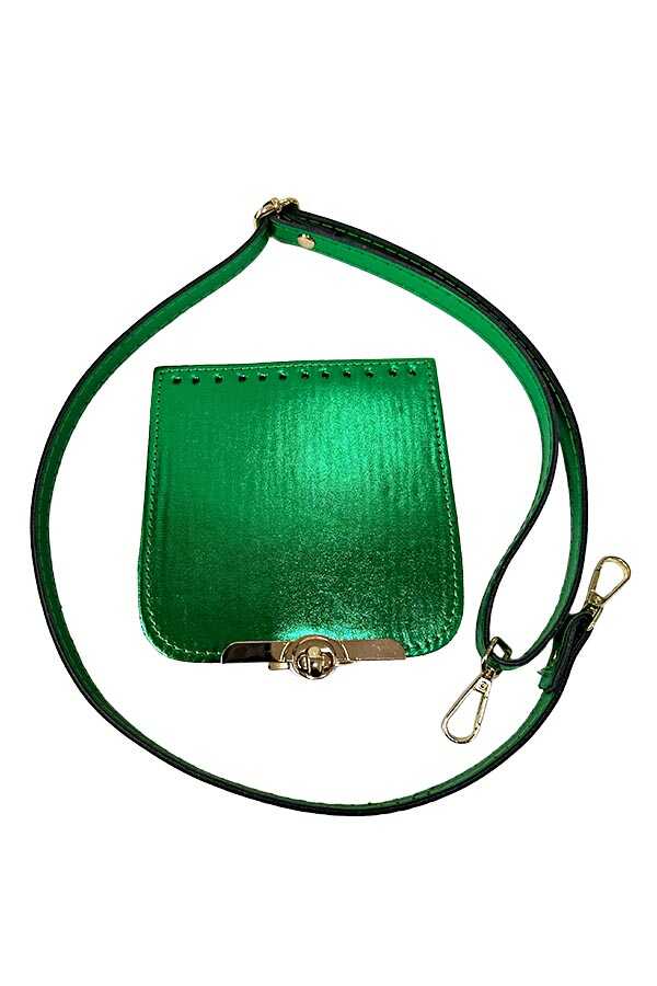 Bag Cell Phone Knitting Set Shiny Tunic Green