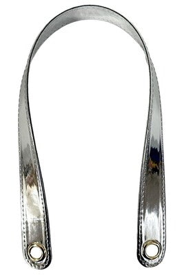 Bag Handle Shiny Patent Leather Eyelet Silver