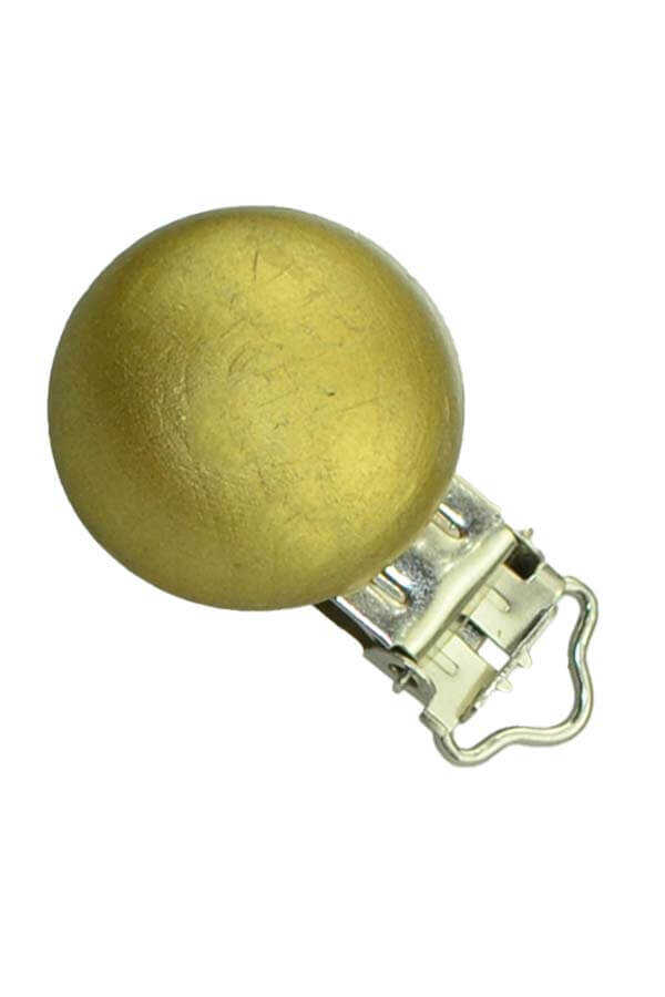 Pacifier Clip Wooden Gold Yellow