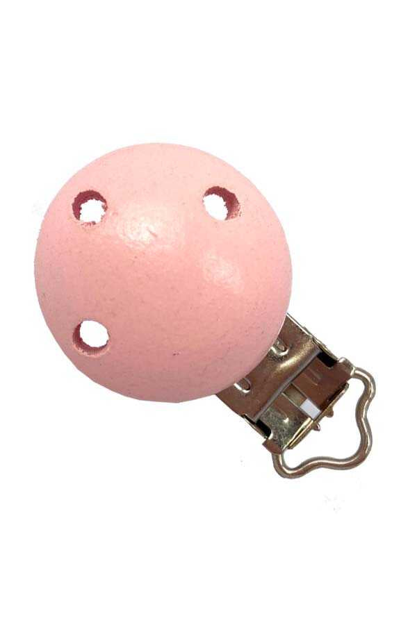 Pacifier Clip Wooden Powder Pink