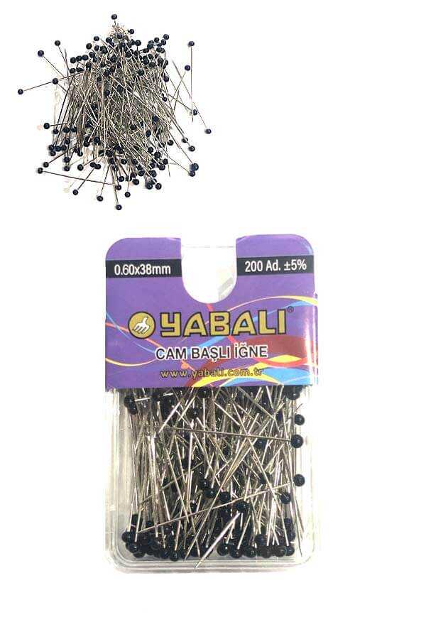 Yabali 362 Glass Head Black Needle 200 Pcs