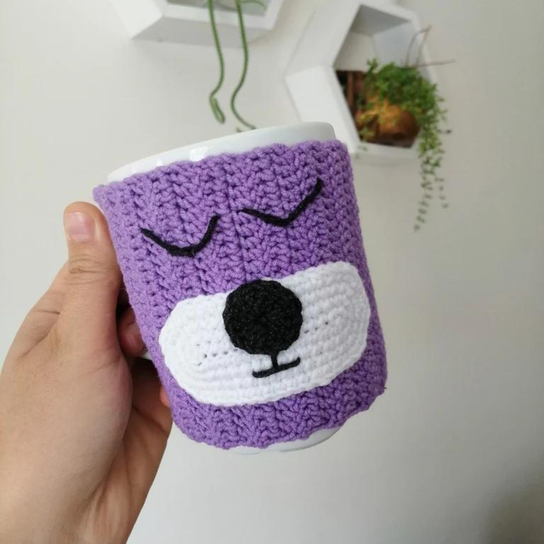 A Cute Handmade Creation: Teddy Bear Cup Cover Knitted with Yarnart Jeans