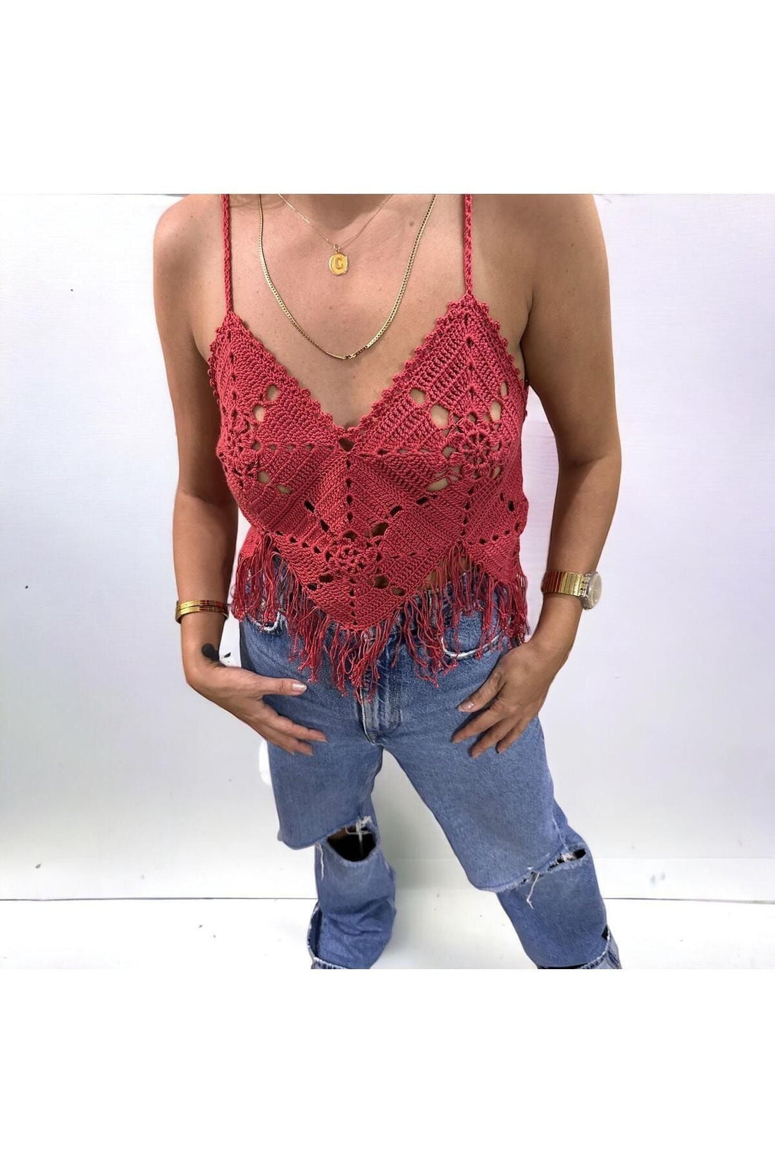 Handmade Crochet Bralette / Bikini Top – Boho Chic Crop Bustier S/M