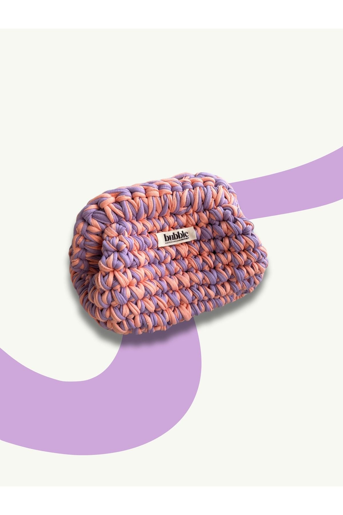 Handmade Two-Tone Crochet Makeup Bag / Clutch – Eco-Friendly &amp; Stylish