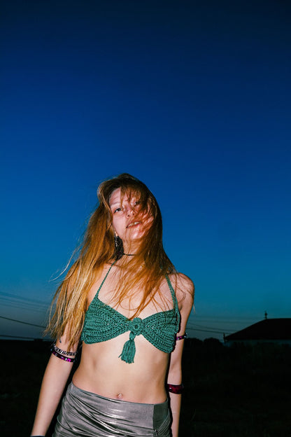 Handmade Strawberry Crochet Bikini Top – Pink &amp; Playful