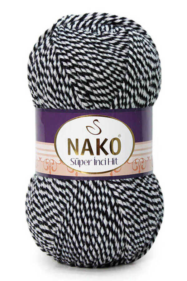 Nako Super Inci Hit 21377 - Black White Muline